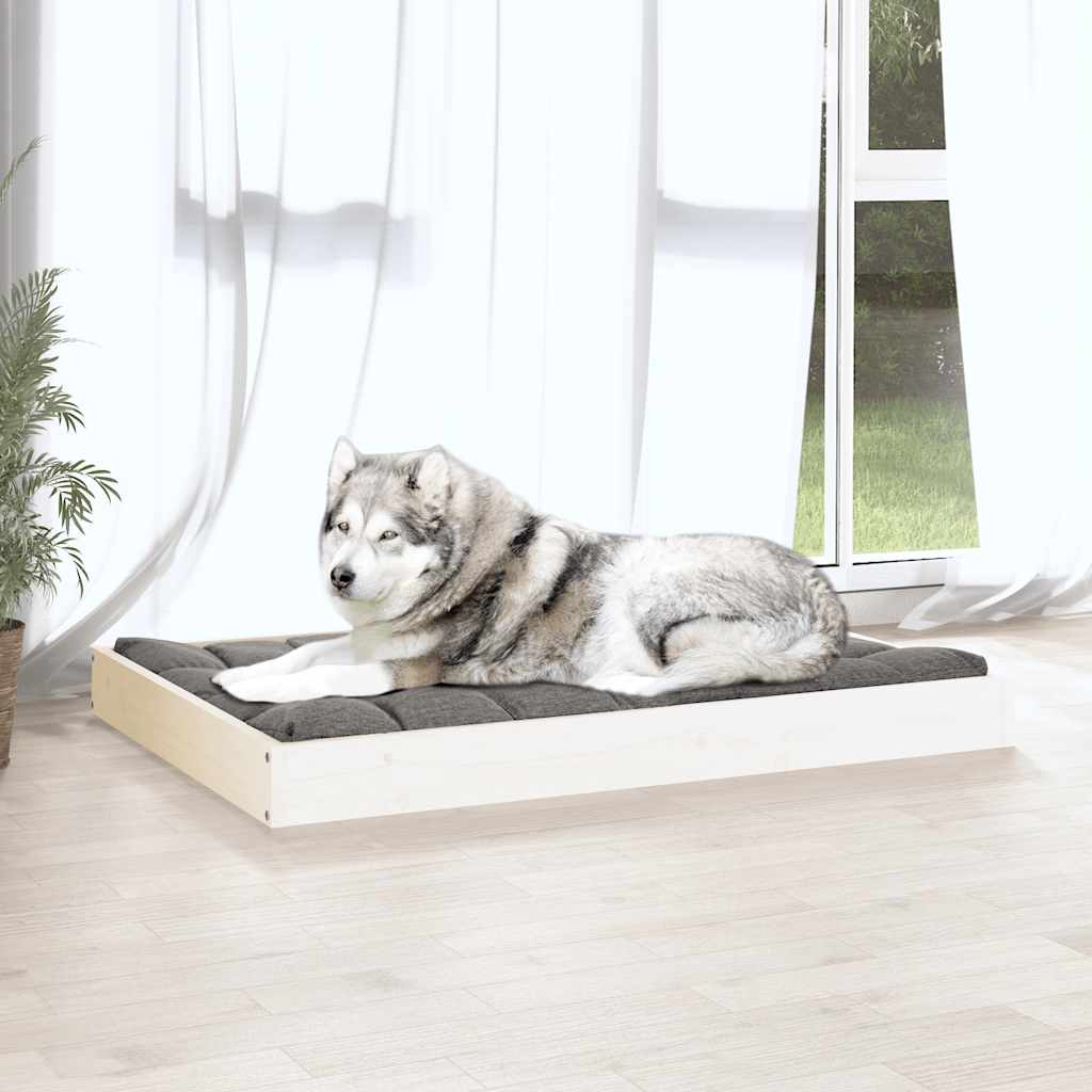Cuccia per Cani Bianca 101,5x74x9 cm in Legno Massello di Pino