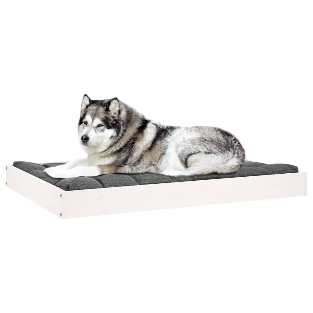 Cuccia per Cani Bianca 101,5x74x9 cm in Legno Massello di Pino