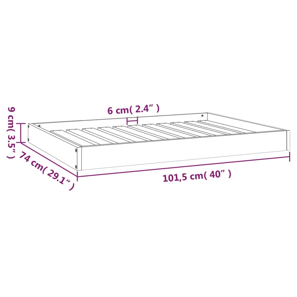 Cuccia per Cani Bianca 101,5x74x9 cm in Legno Massello di Pino