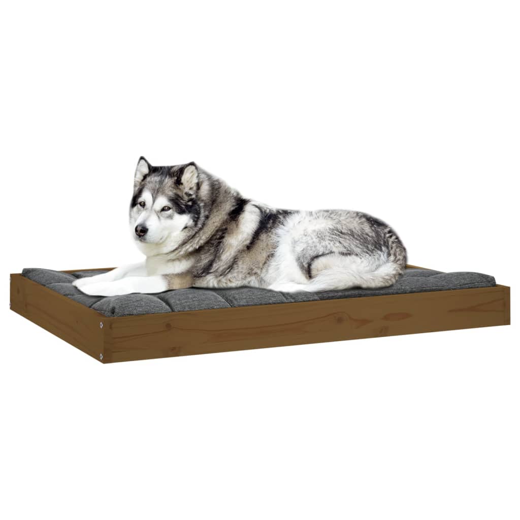 Cuccia per Cani Ambrata 101,5x74x9 cm in Legno Massello di Pino