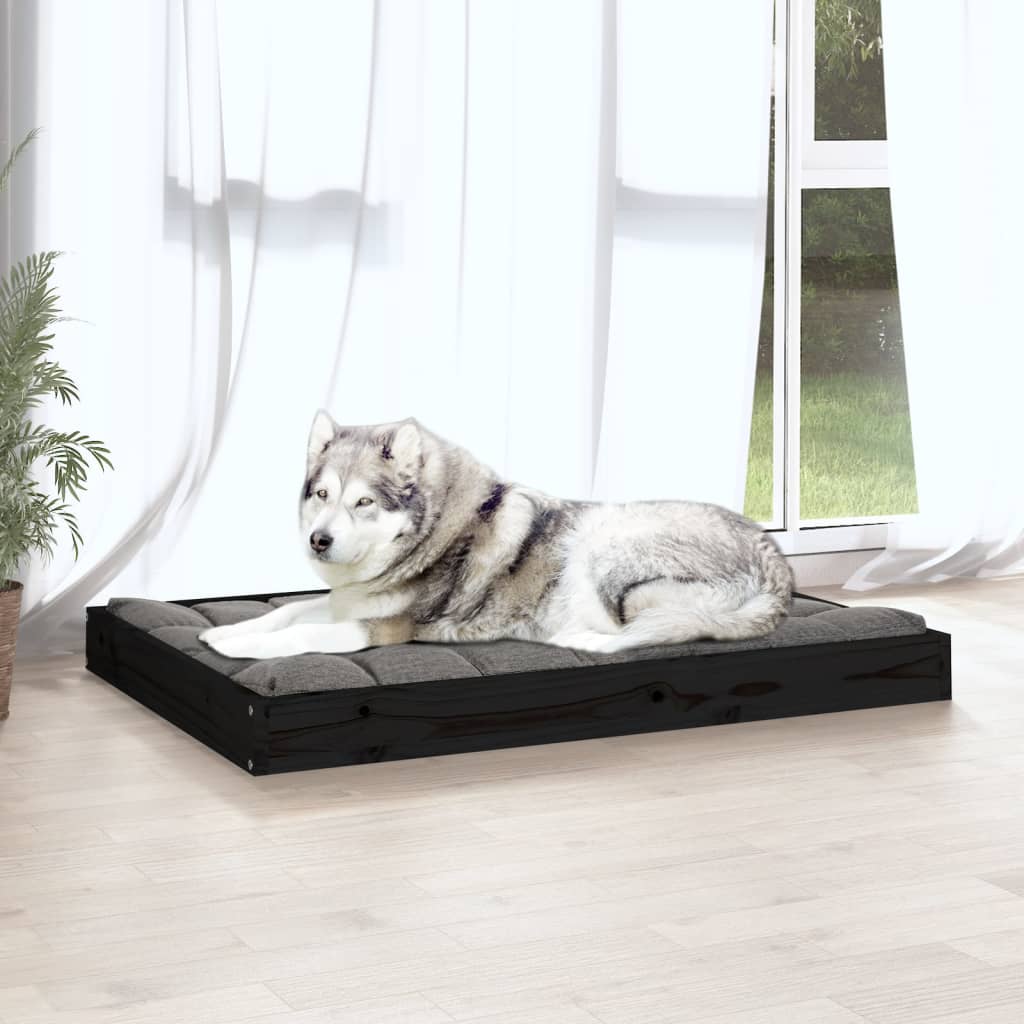 Cuccia per Cani Nera 101,5x74x9 cm in Legno Massello di Pino