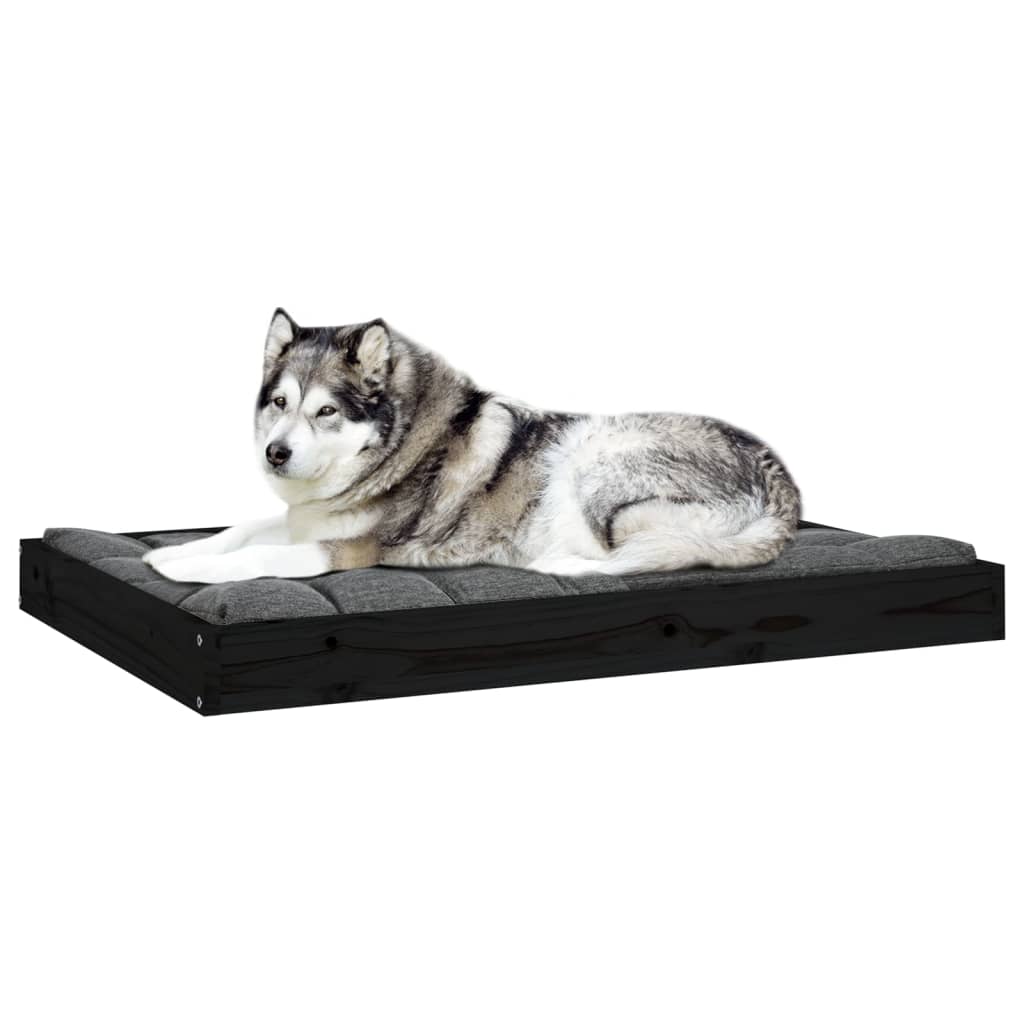 Cuccia per Cani Nera 101,5x74x9 cm in Legno Massello di Pino