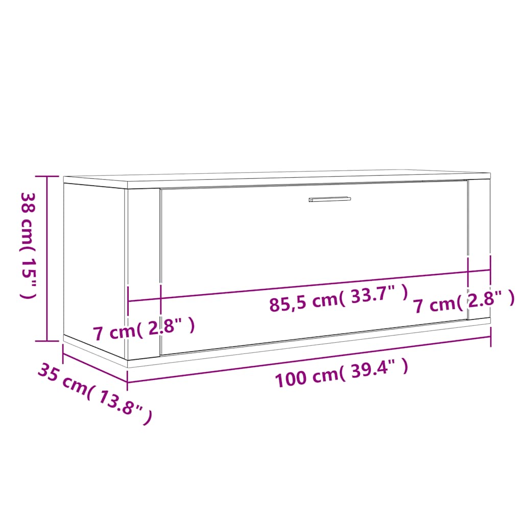 Scarpiera a Muro Bianca 100x35x38 cm in Legno Multistrato