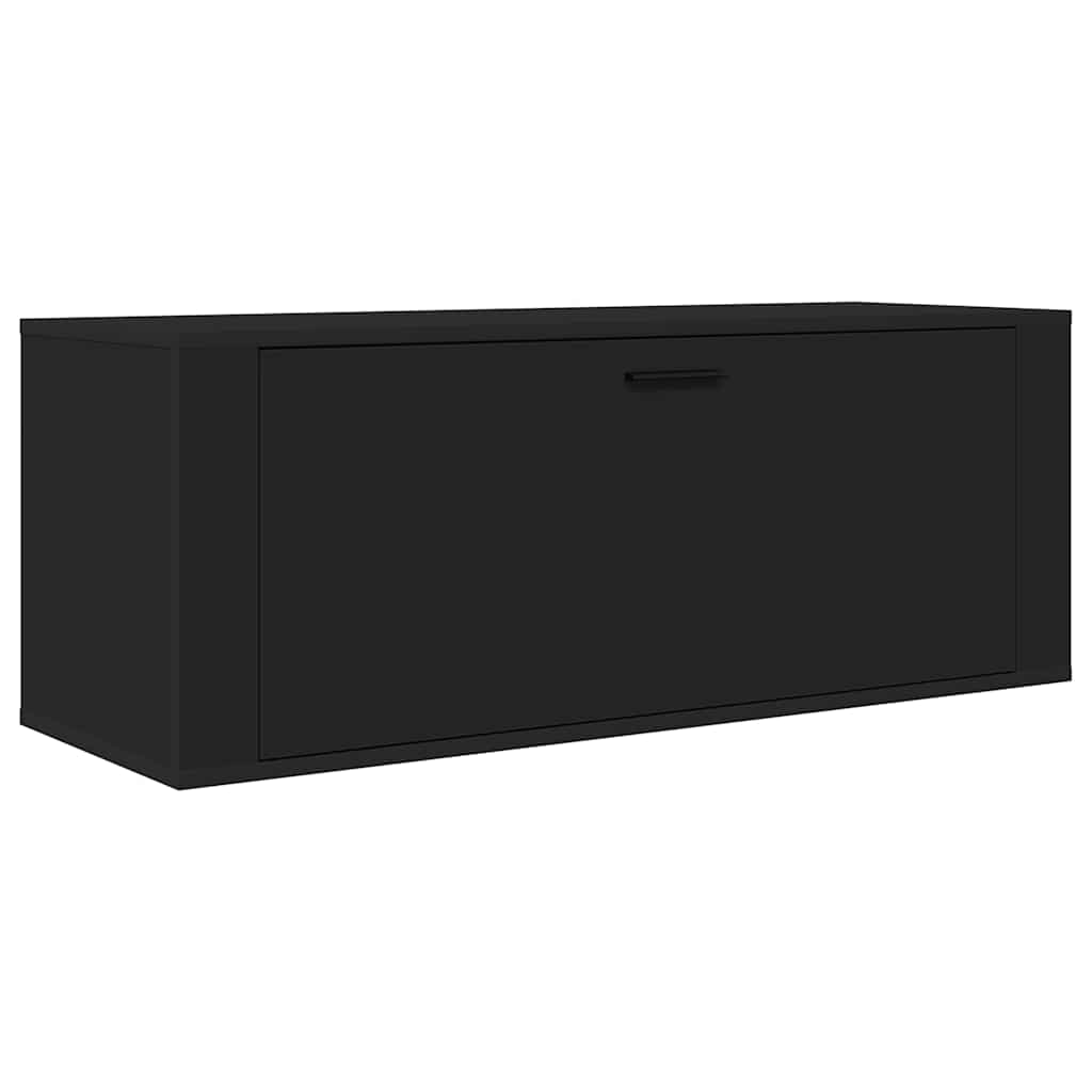 Scarpiera a Muro Nero 100x35x38 cm in Legno Multistrato