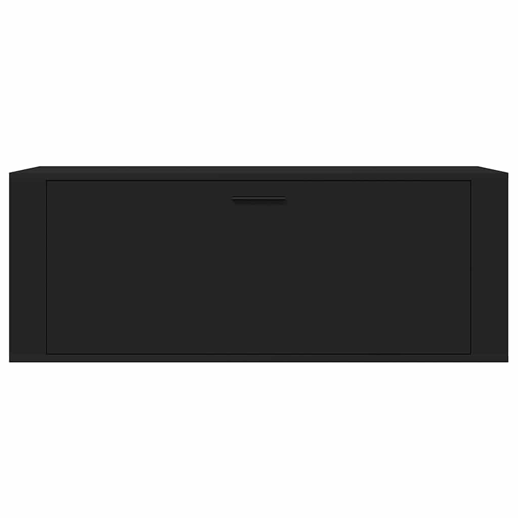 Scarpiera a Muro Nero 100x35x38 cm in Legno Multistrato
