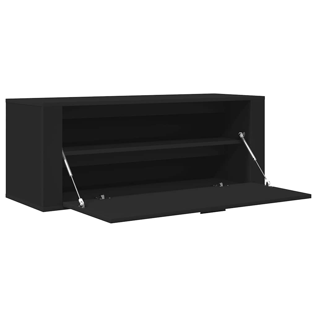 Scarpiera a Muro Nero 100x35x38 cm in Legno Multistrato