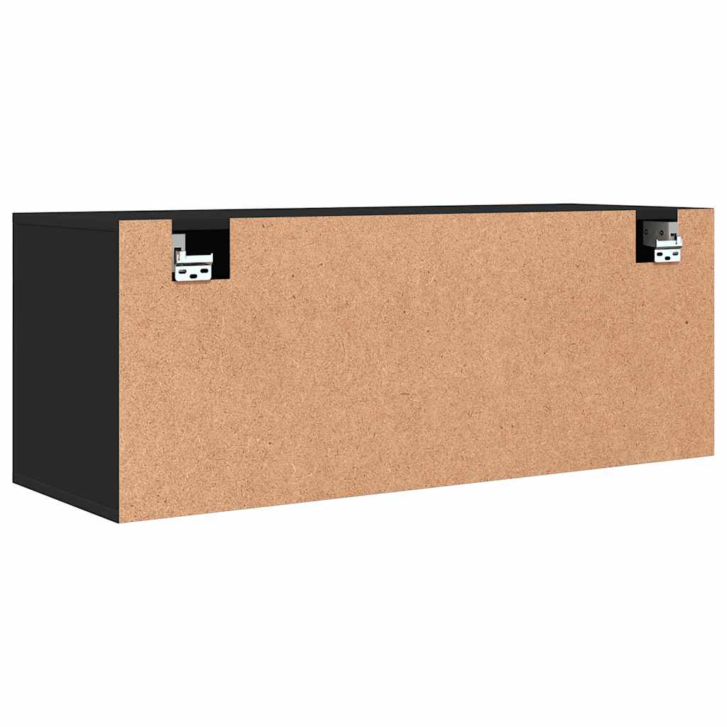 Scarpiera a Muro Nero 100x35x38 cm in Legno Multistrato