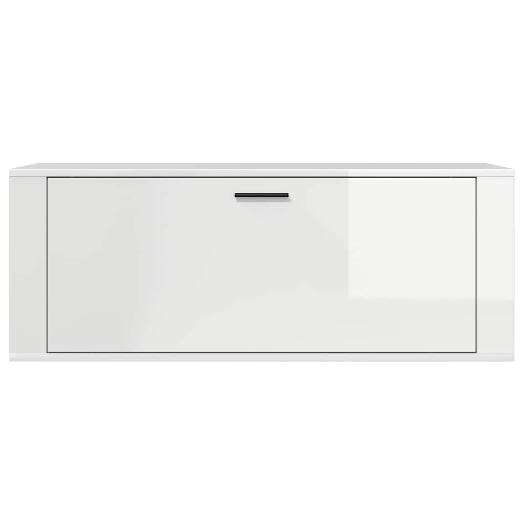 Scarpiera Bianco Lucido 100x35x38 cm in Legno Multistrato