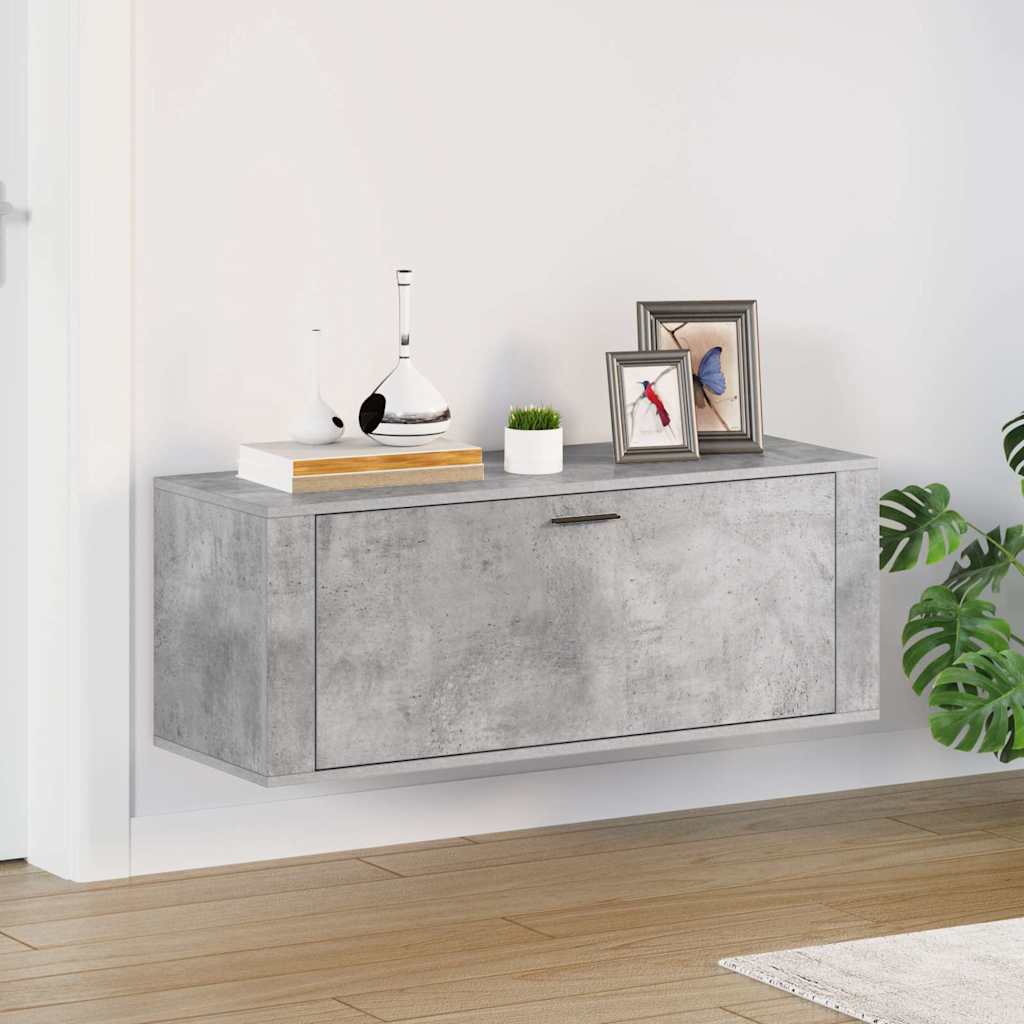 Scarpiera a Muro Grigio Cemento100x35x38cm in Legno Multistrato