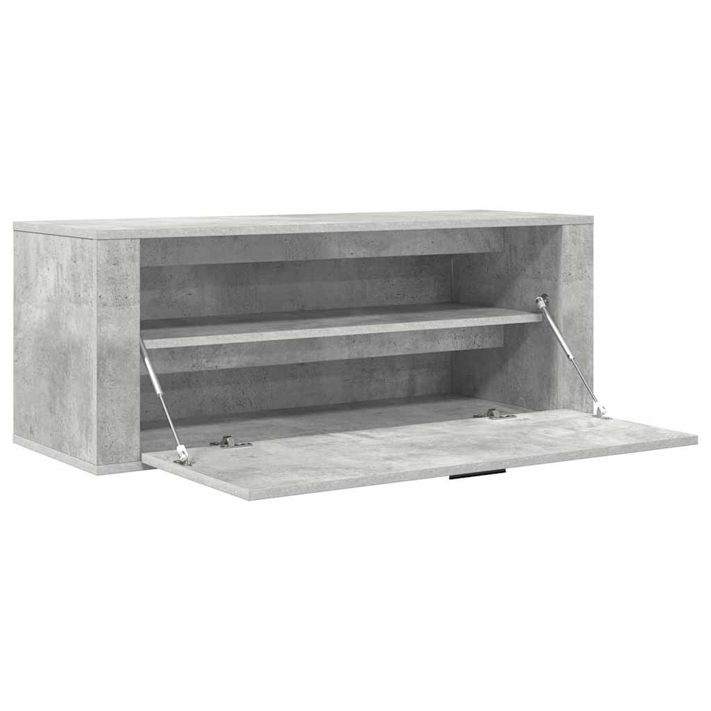Scarpiera a Muro Grigio Cemento100x35x38cm in Legno Multistrato