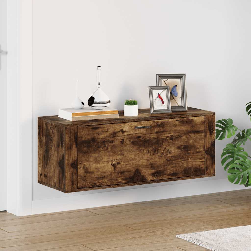 Scarpiera a Muro rovere fumo 100x35x38cm in Legno Multistrato