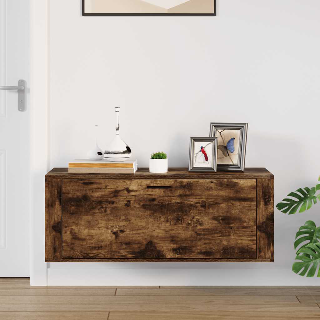 Scarpiera a Muro rovere fumo 100x35x38cm in Legno Multistrato