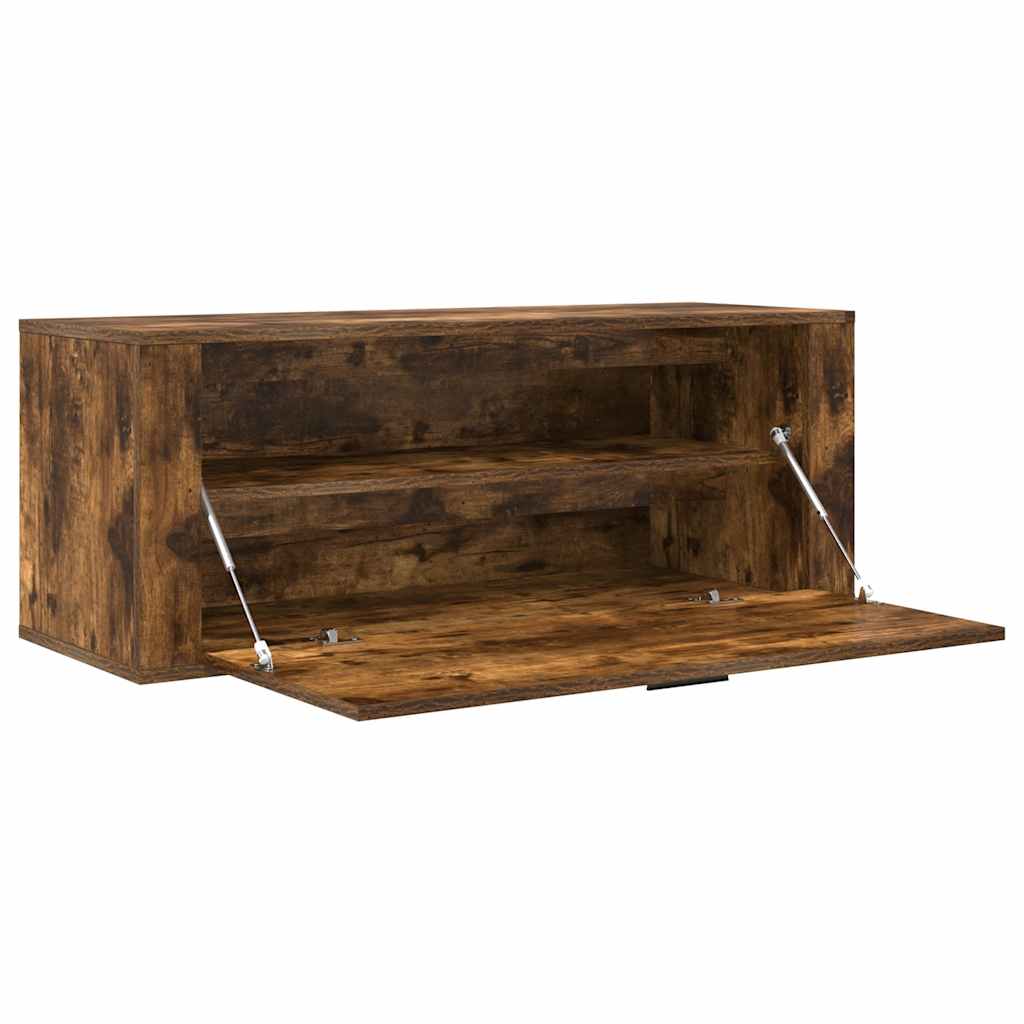 Scarpiera a Muro rovere fumo 100x35x38cm in Legno Multistrato