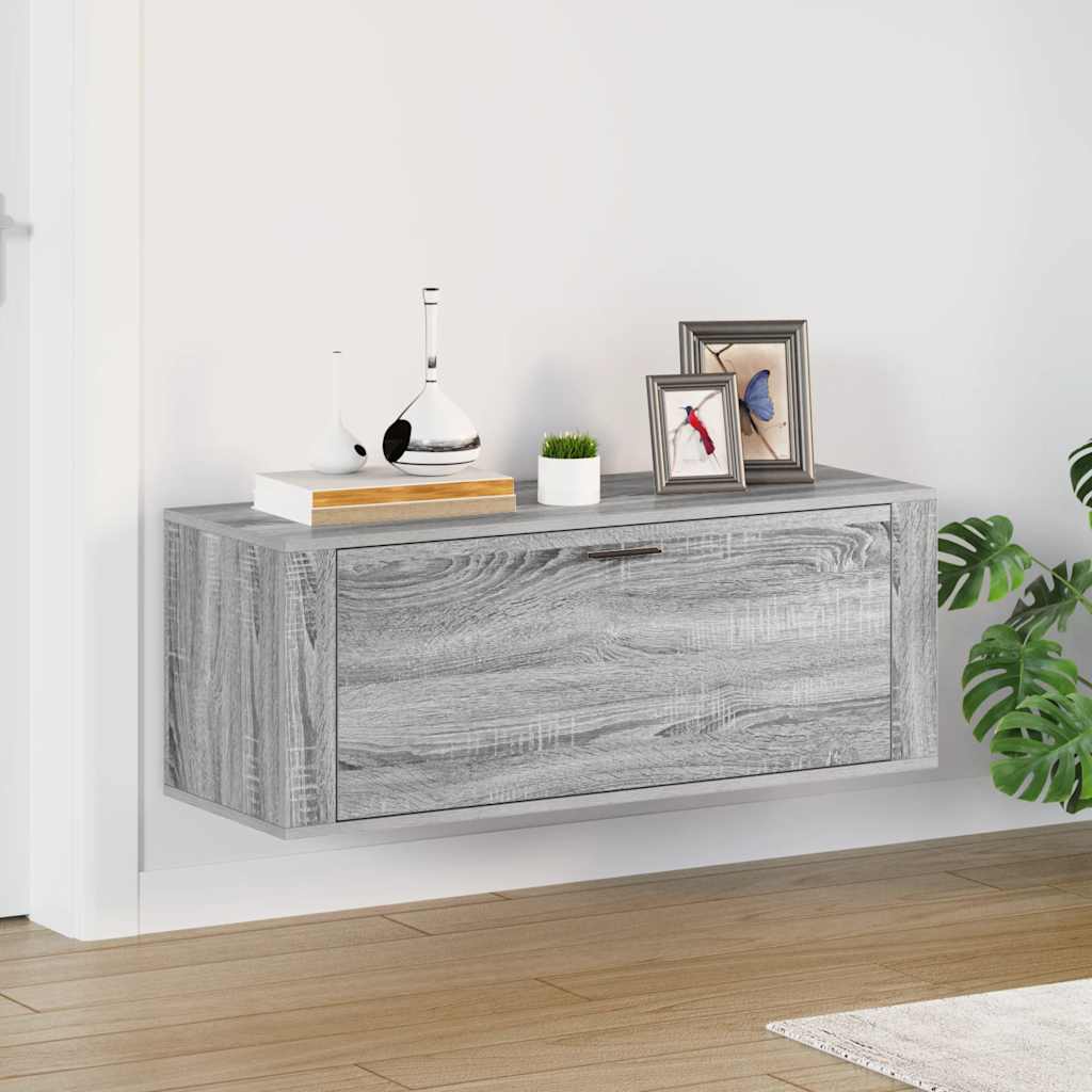Scarpiera a Muro Grigio Sonoma 100x35x38cm in Legno Multistrato