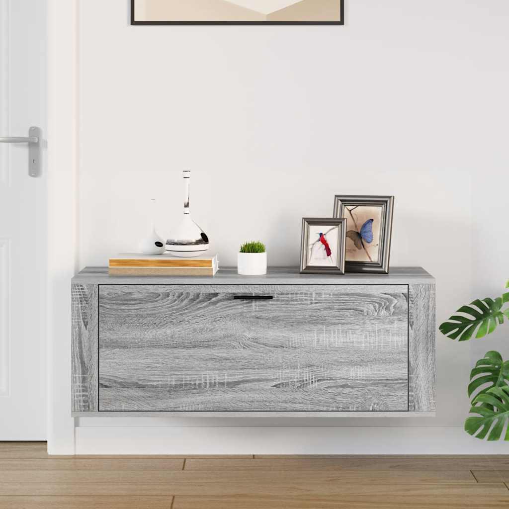 Scarpiera a Muro Grigio Sonoma 100x35x38cm in Legno Multistrato