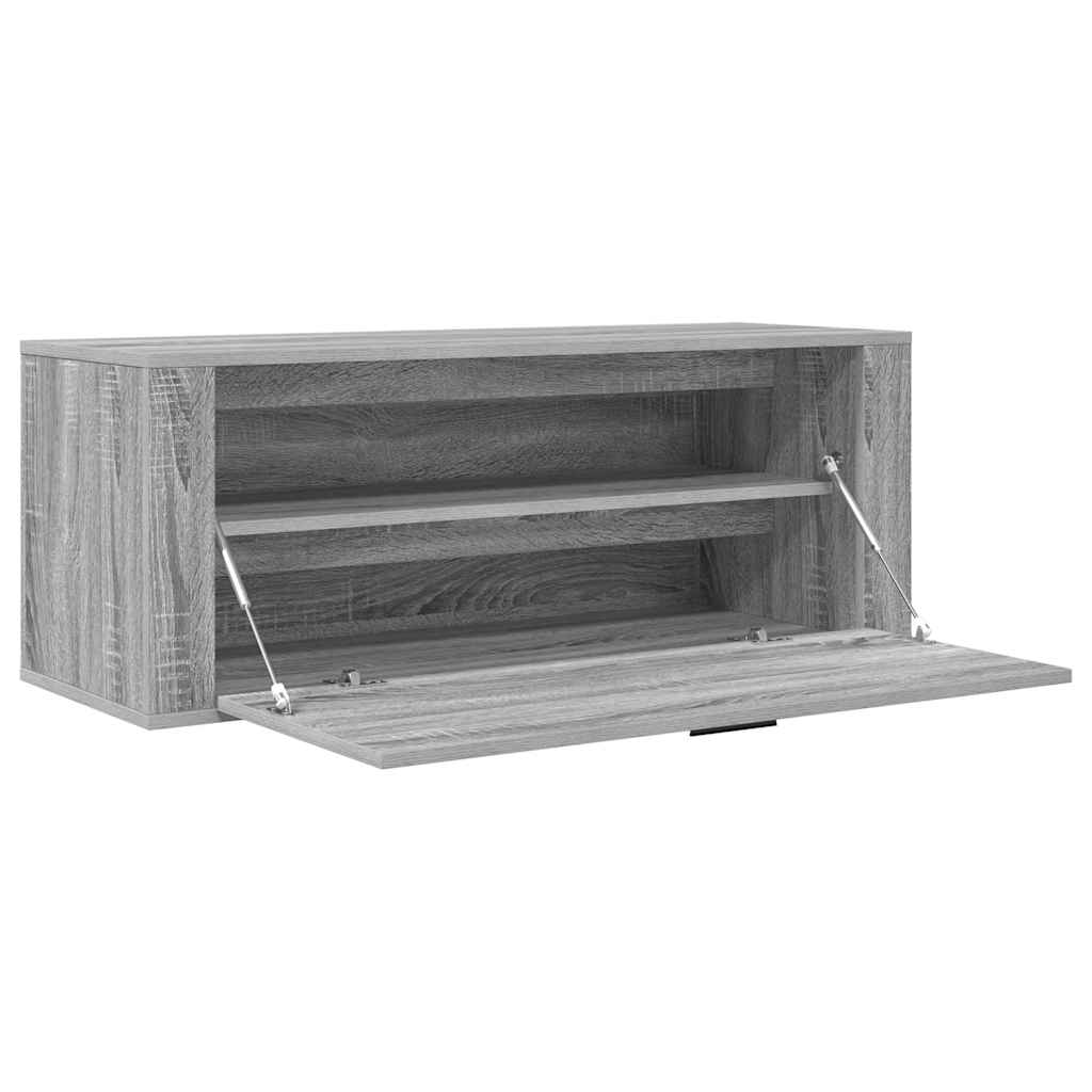 Scarpiera a Muro Grigio Sonoma 100x35x38cm in Legno Multistrato