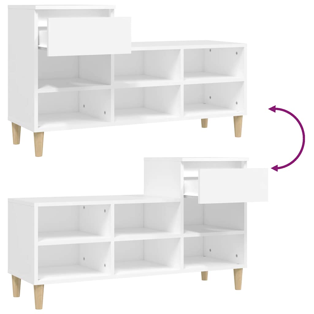 Scarpiera Bianca 102x36x60 cm in Legno Multistrato