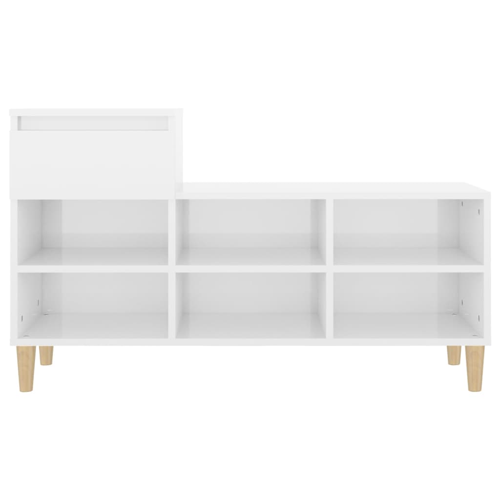 Scarpiera Bianco Lucido 102x36x60 cm in Legno Multistrato