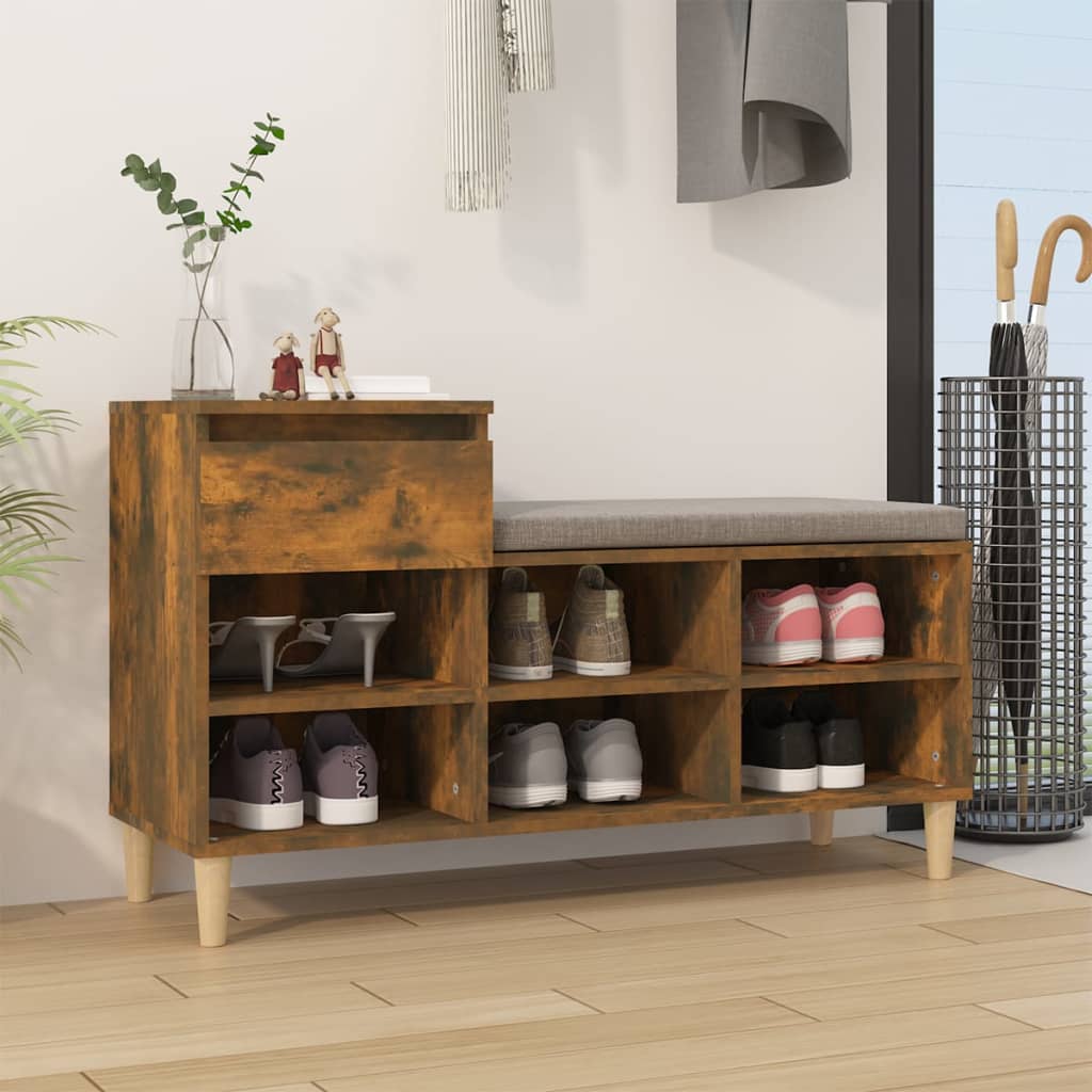 Scarpiera Rovere Fumo 102x36x60 cm in Legno Multistrato