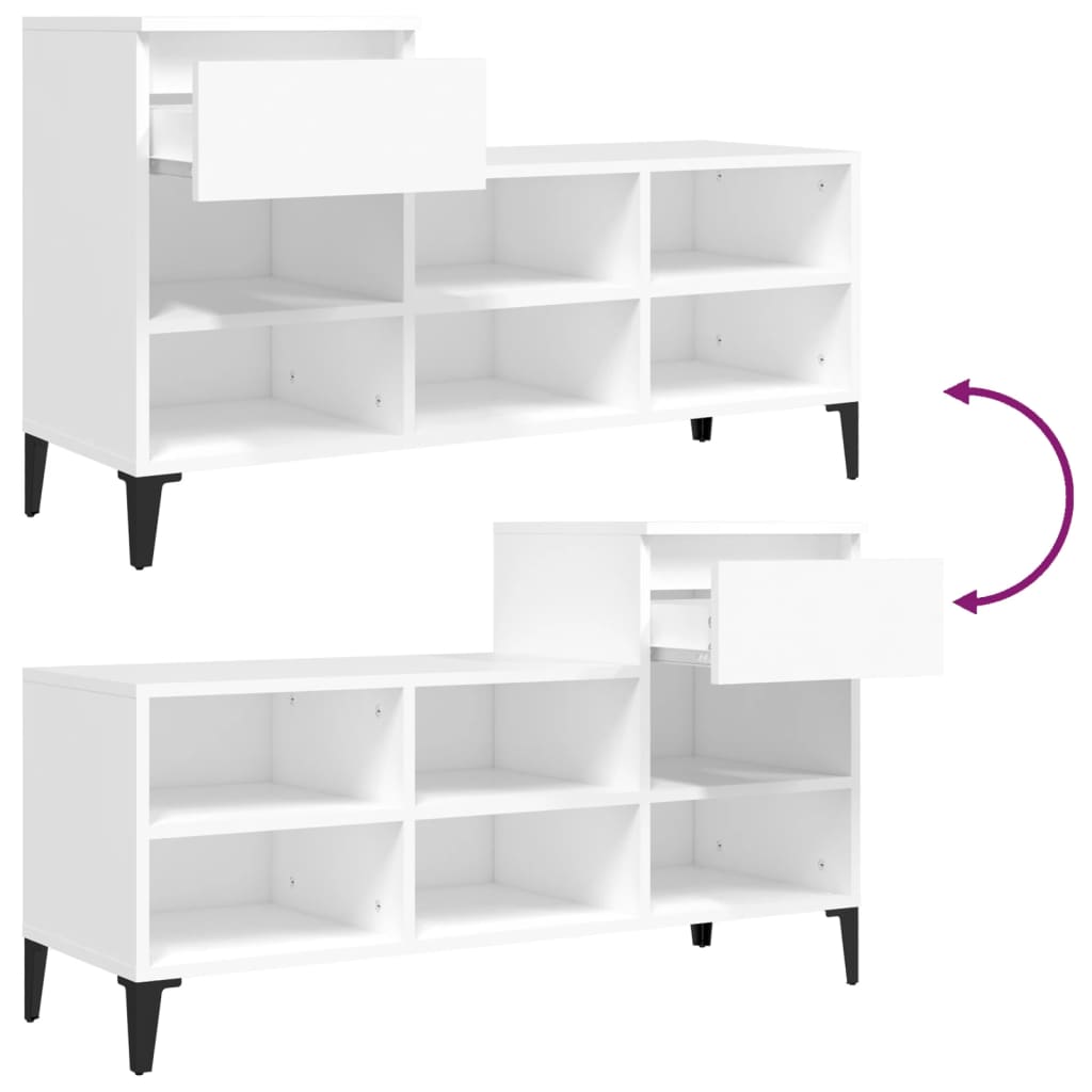 Scarpiera Bianca 102x36x60 cm in Legno Multistrato