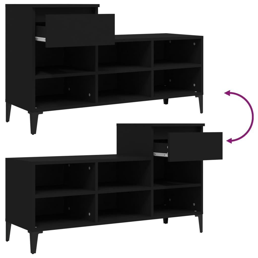 Scarpiera Nera 102x36x60 cm in Legno Multistrato