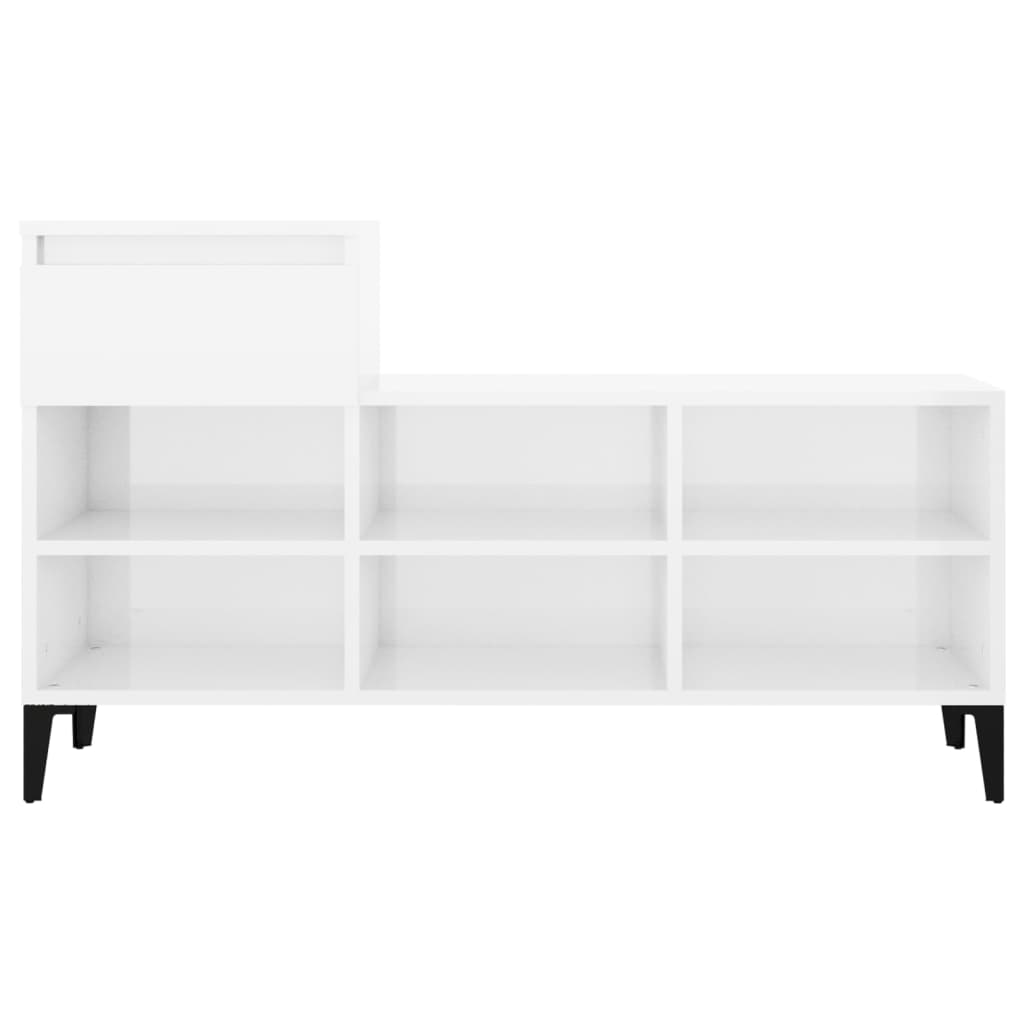 Scarpiera Bianco Lucido 102x36x60 cm in Legno Multistrato
