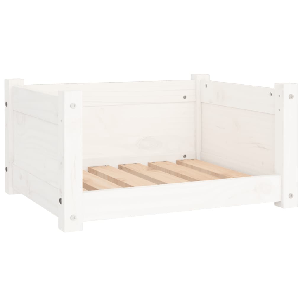 Letto per cani bianco 55,5x45,5x28 cm in legno di pino massiccio