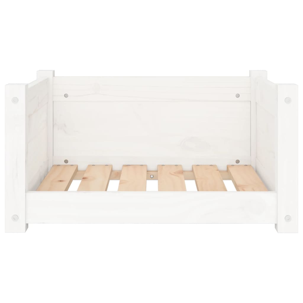 Letto per cani bianco 55,5x45,5x28 cm in legno di pino massiccio
