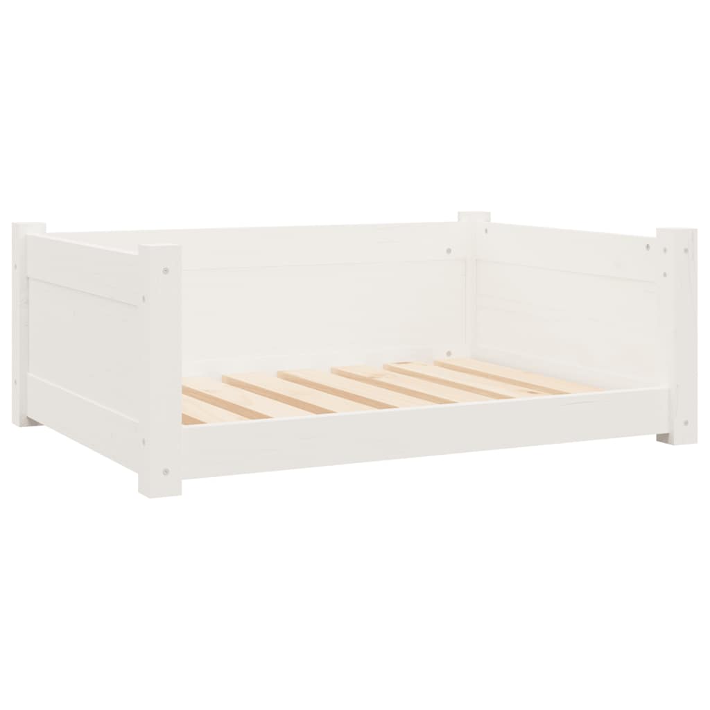 Cuccia per Cani Bianca 75,5x55,5x28cm in Legno Massello di Pino
