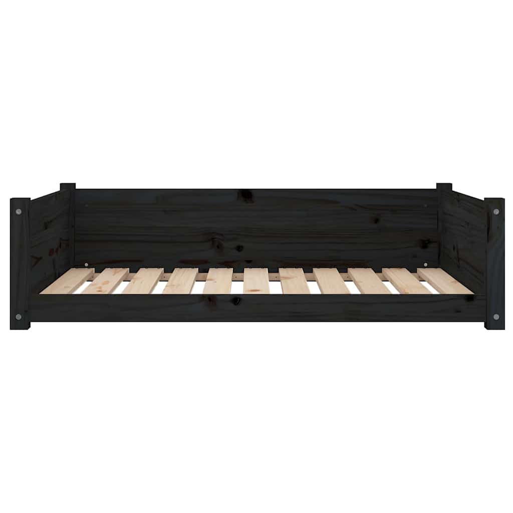 Cuccia per Cani Nera 95,5x65,5x28cm in Legno Massello di Pino
