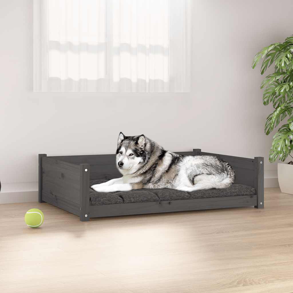 Cuccia per Cani Grigia 105,5x75,5x28 cm Legno Massello di Pino