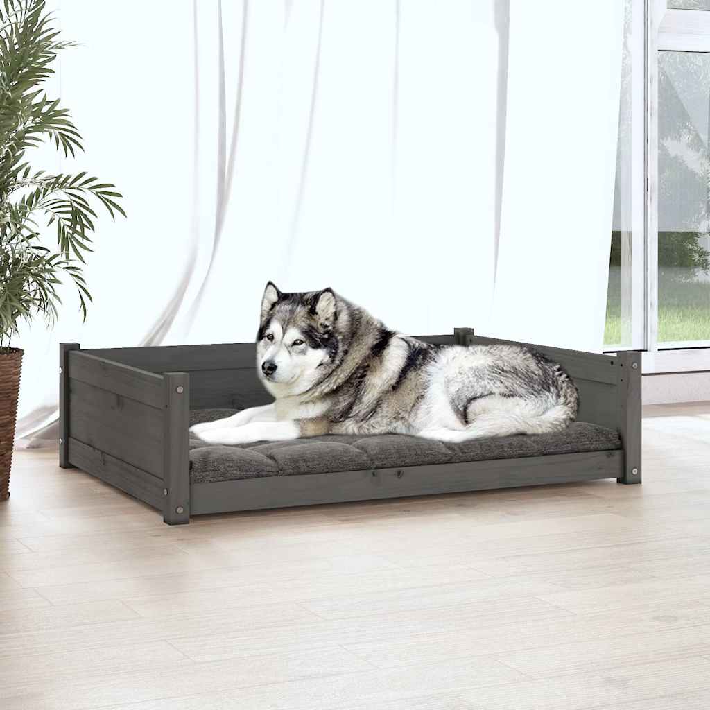 Cuccia per Cani Grigia 105,5x75,5x28 cm Legno Massello di Pino