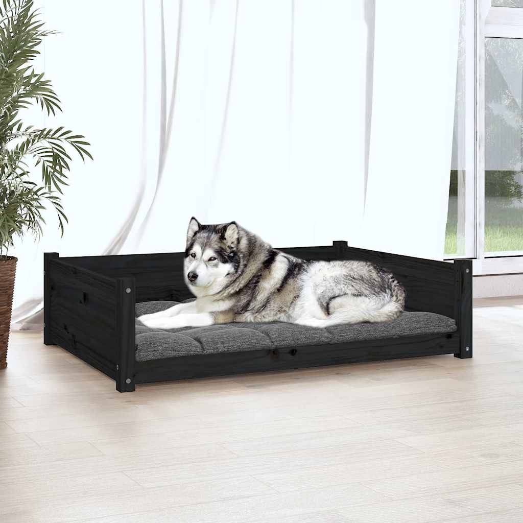 Cuccia per Cani Nera 105,5x75,5x28 cm Legno Massello di Pino
