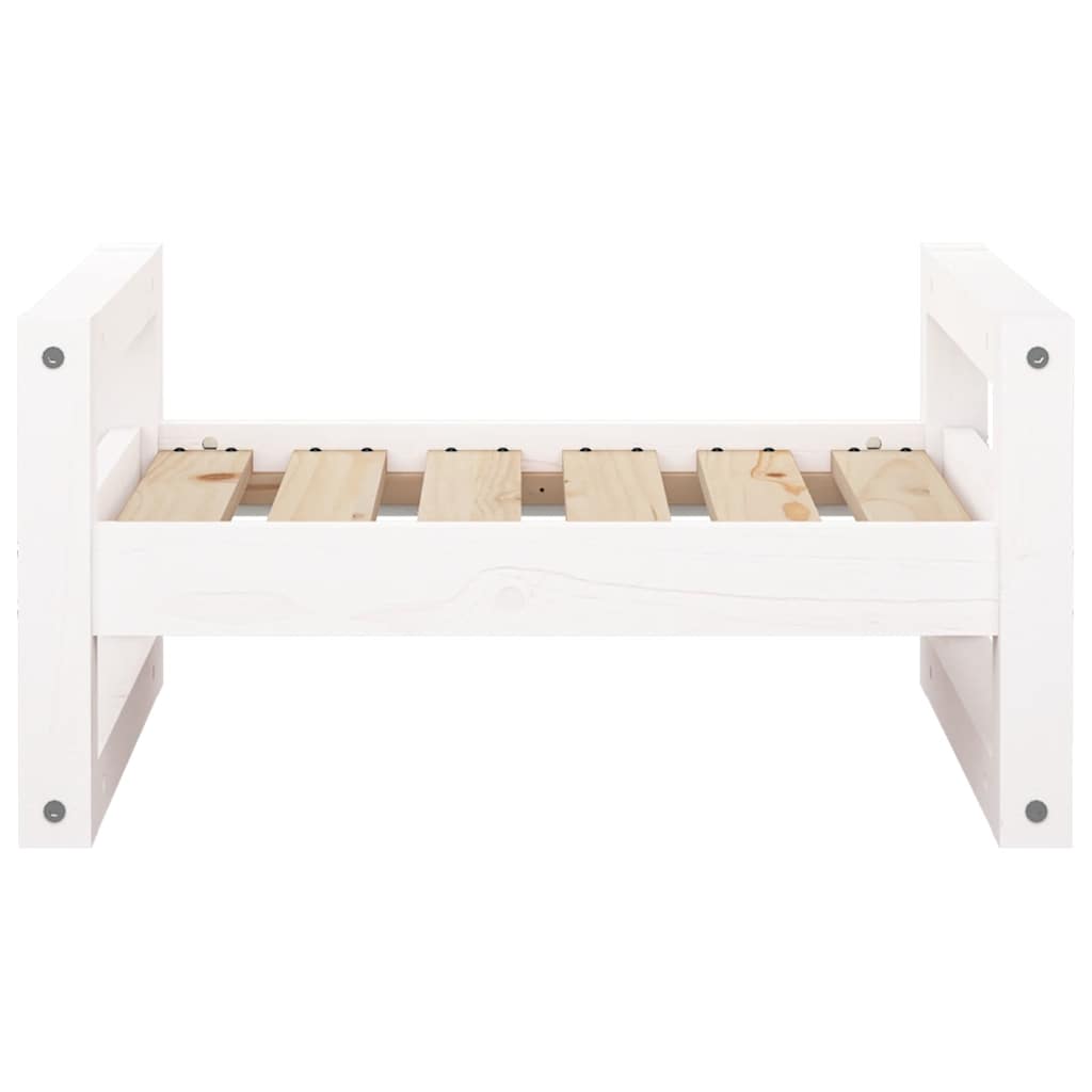 Cuccia per Cani Bianca 55,5x45,5x28cm in Legno Massello di Pino