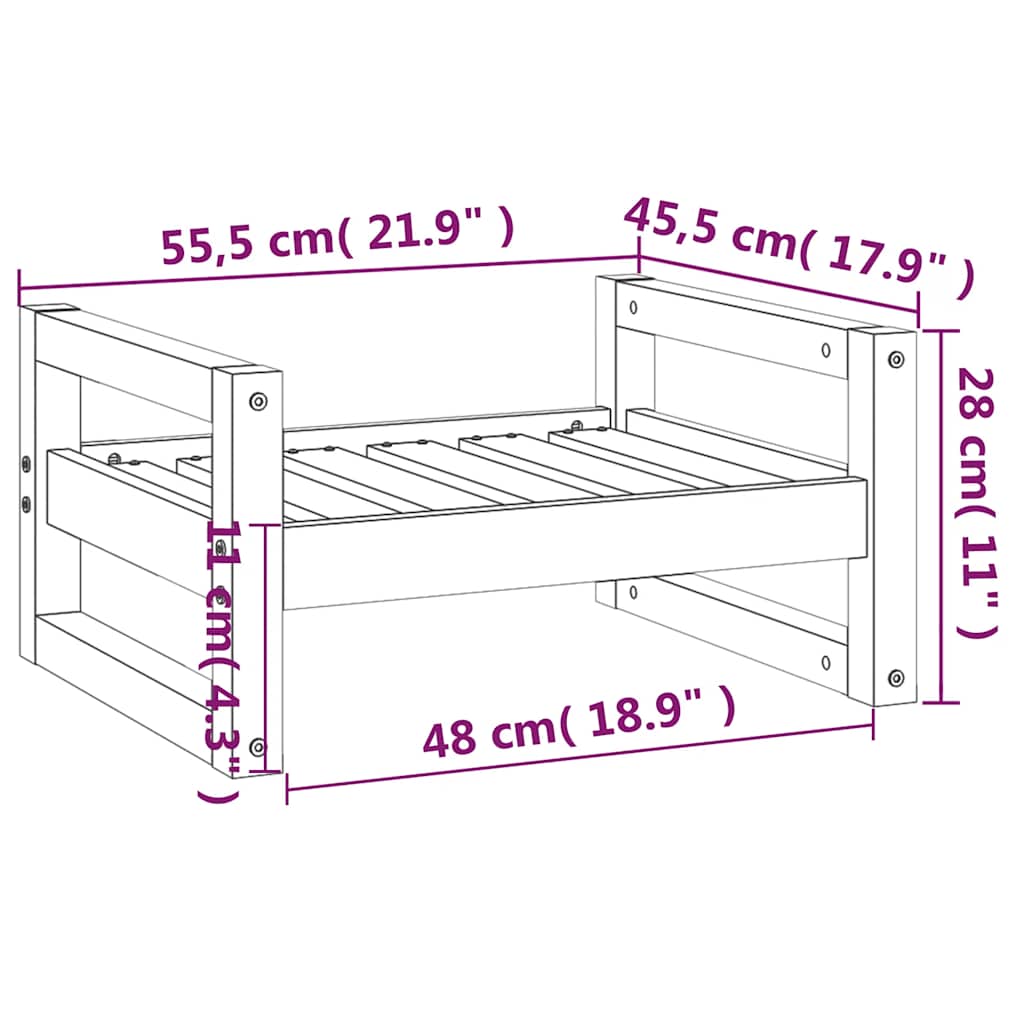 Cuccia per Cani Bianca 55,5x45,5x28cm in Legno Massello di Pino
