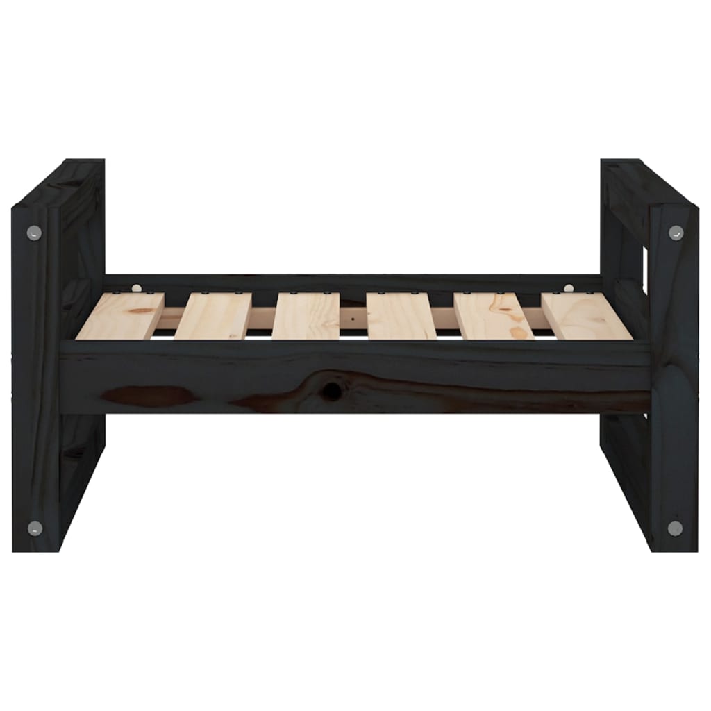 Cuccia per Cani Nera 55,5x45,5x28cm in Legno Massello di Pino