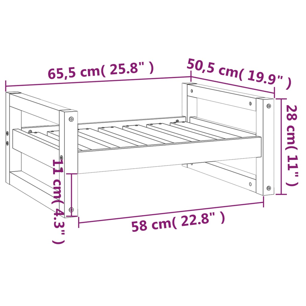 Cuccia per Cani Ambra 65,5x50,5x28cm in Legno Massello di Pino