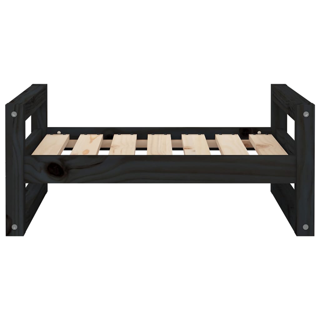 Cuccia per Cani Nera 65,5x50,5x28cm in Legno Massello di Pino