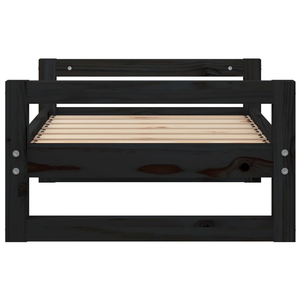Cuccia per Cani Nera 65,5x50,5x28cm in Legno Massello di Pino