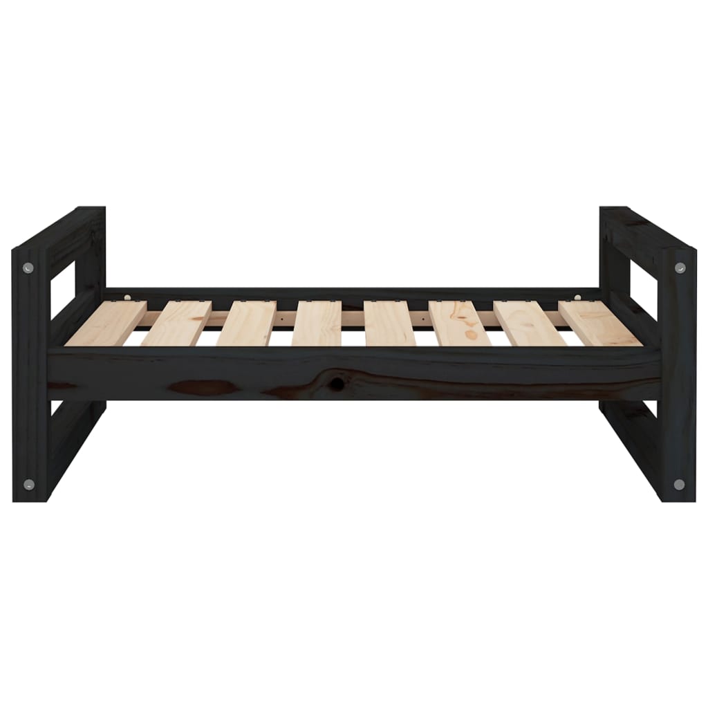 Cuccia per Cani Nera 75,5x55,5x28cm in Legno Massello di Pino