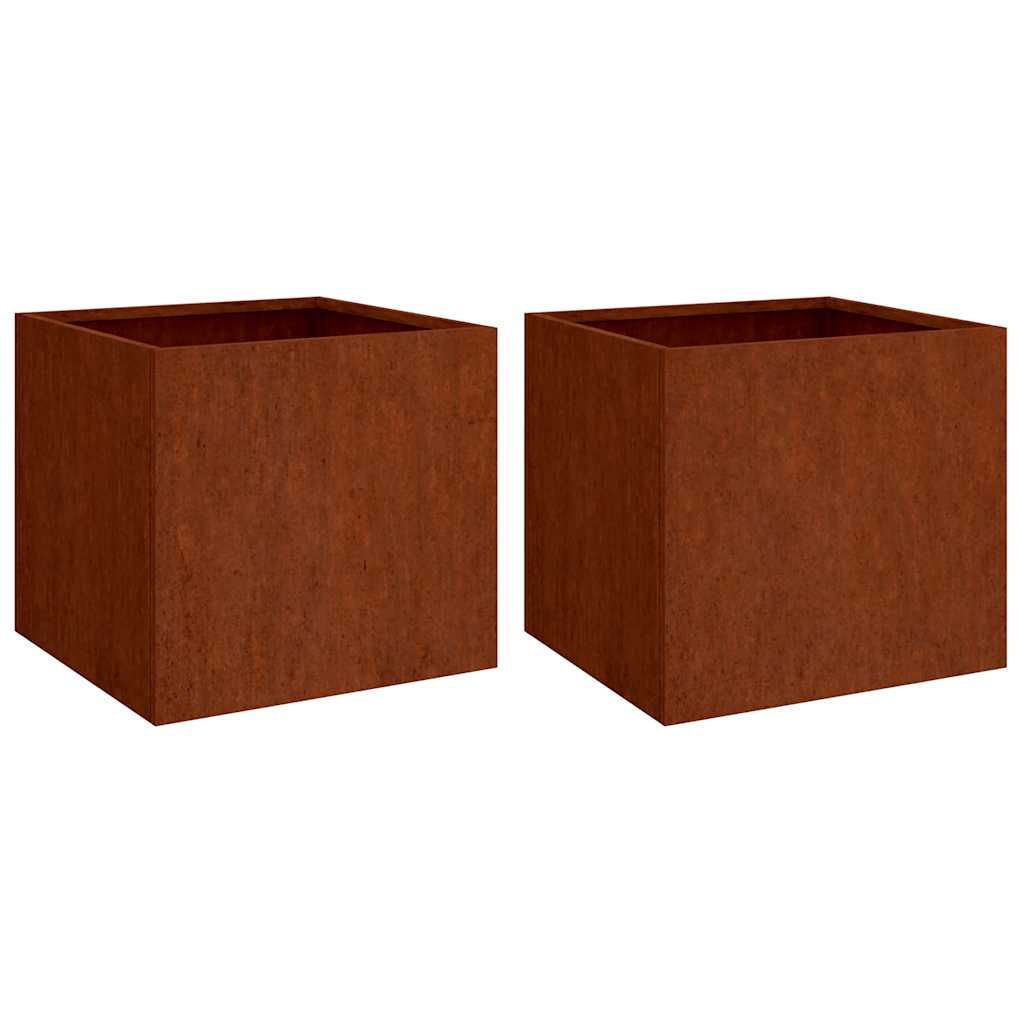 Fioriere 2 pz 32x30x29 cm Acciaio Corten