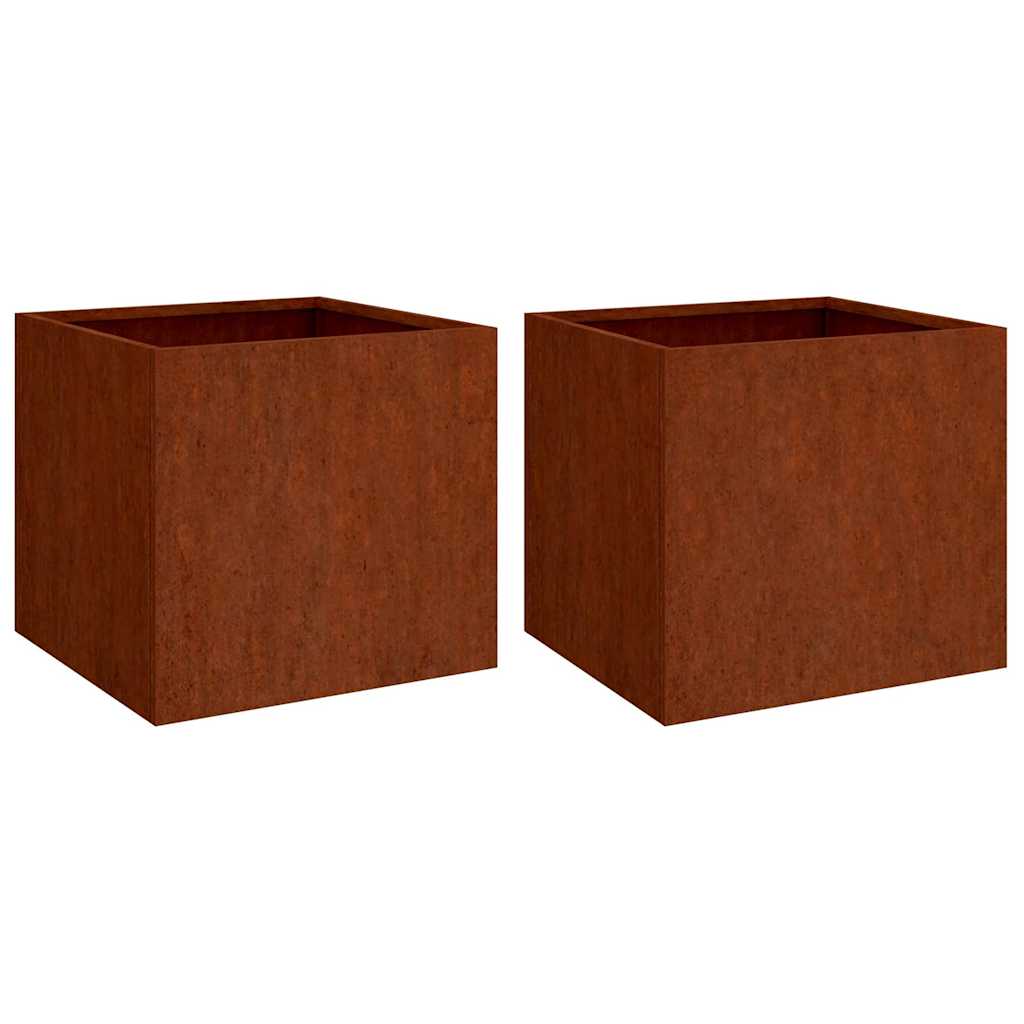 Fioriere 2 pz 42x40x39 cm Acciaio Corten