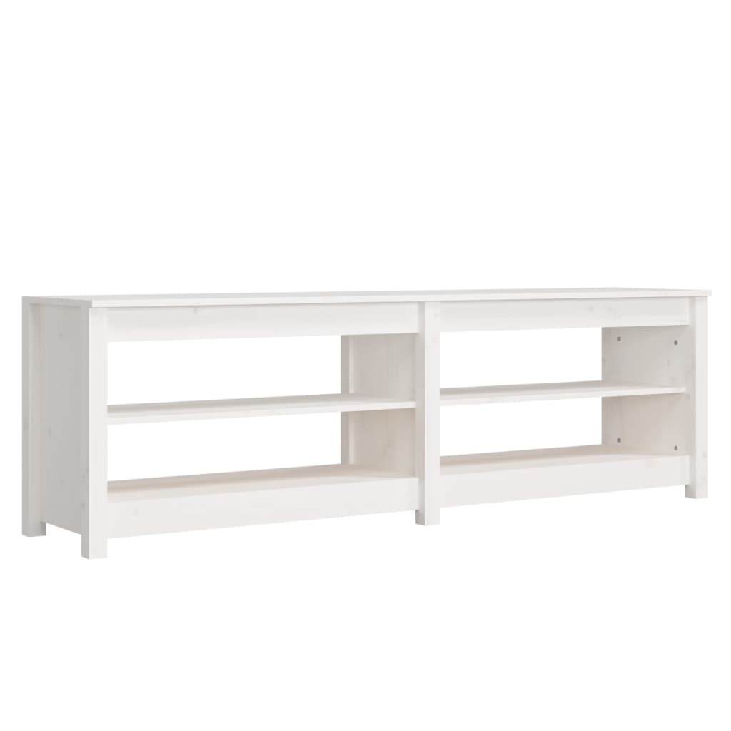 Scarpiera Bianca 160x36,5x50 cm in Legno Massello di Pino