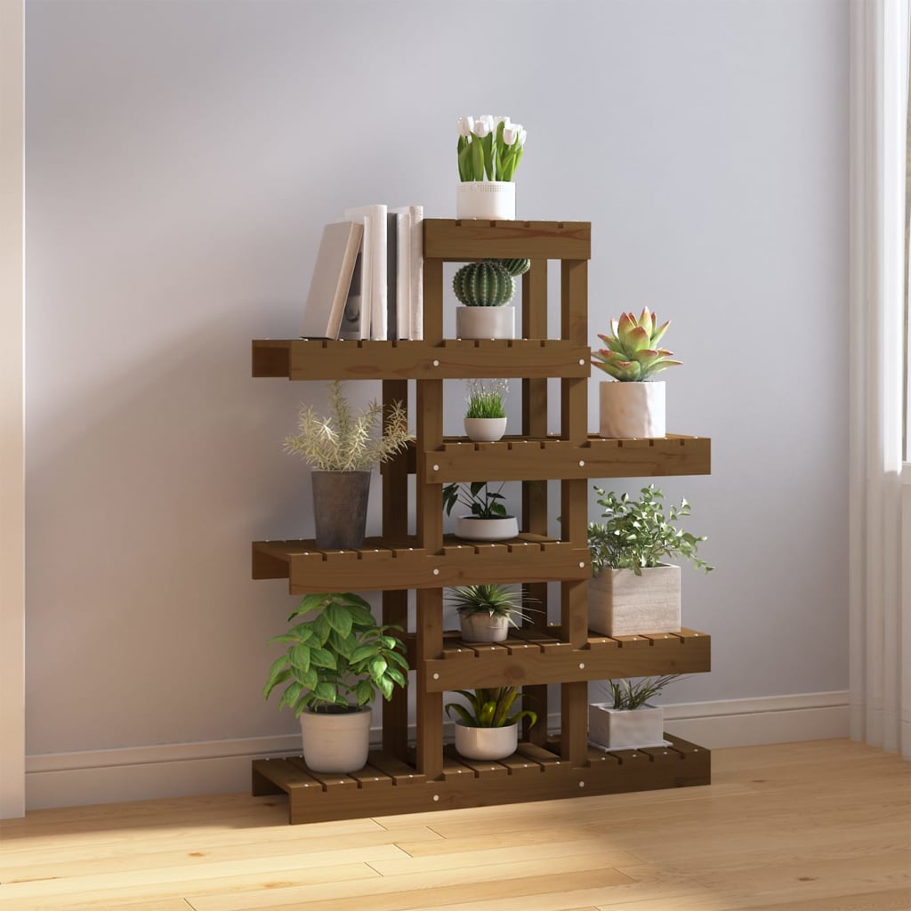 Supporto per Piante Ambra 85x25x109,5 cm Legno Massello di Pino