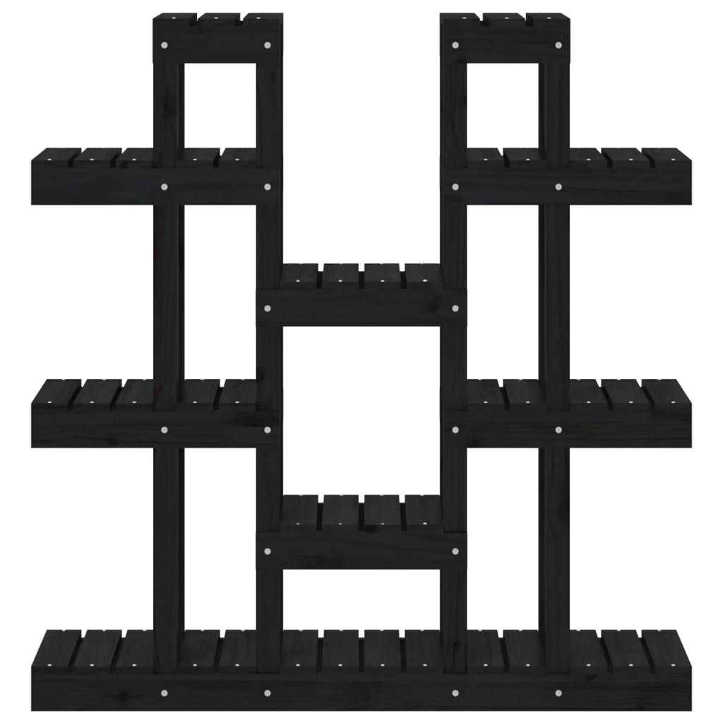 Supporto per Piante Nero 104,5x25x109,5 cm Legno Massello Pino