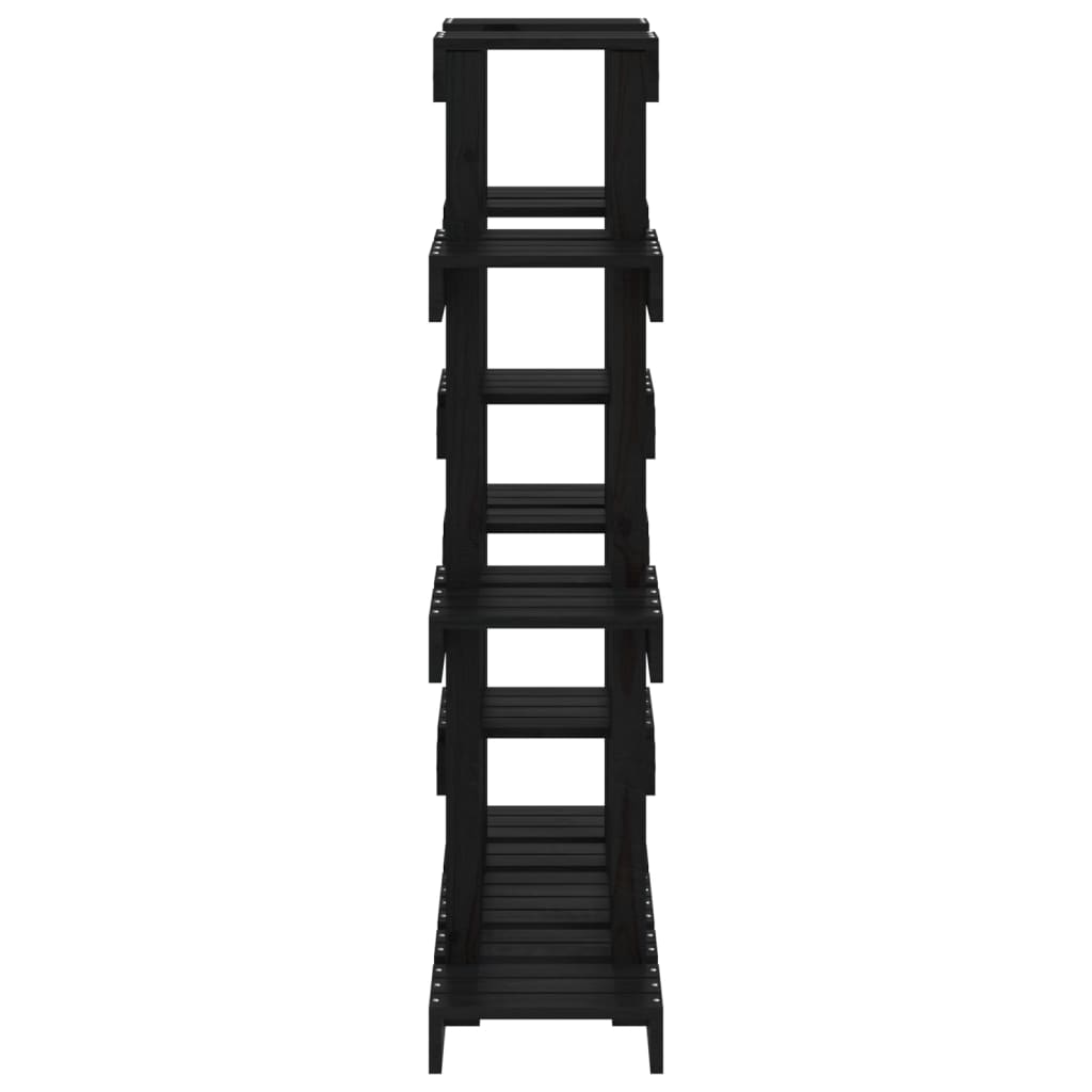Supporto per Piante Nero 104,5x25x109,5 cm Legno Massello Pino