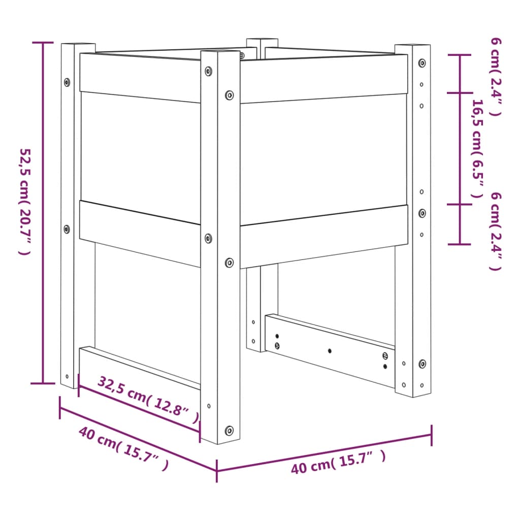 Fioriere 2 pz Ambra 40x40x52,5 cm in Legno Massello di Pino
