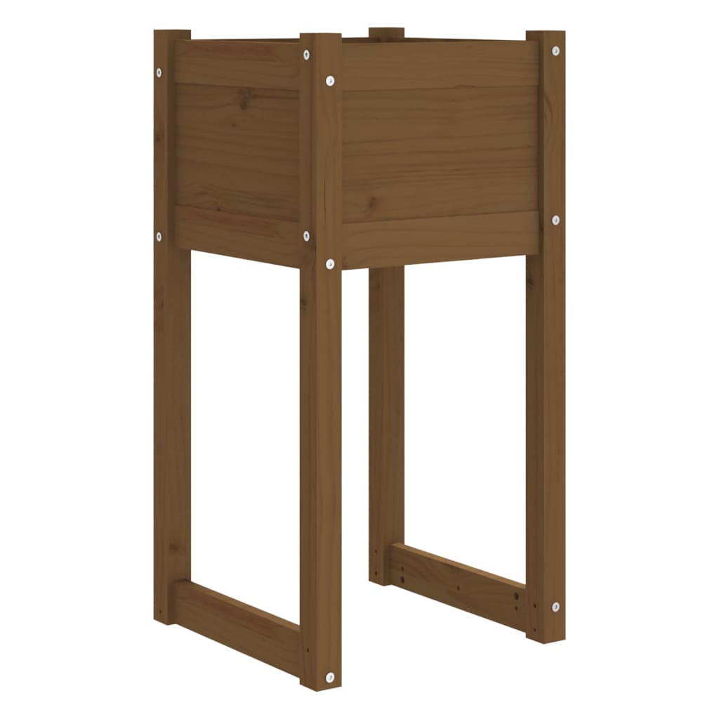 Fioriera Marrone Ambra 40x40x81 cm in Legno Massello di Pino