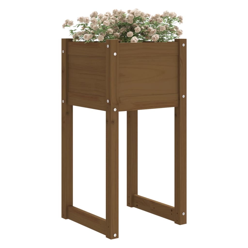 Fioriera Marrone Ambra 40x40x81 cm in Legno Massello di Pino