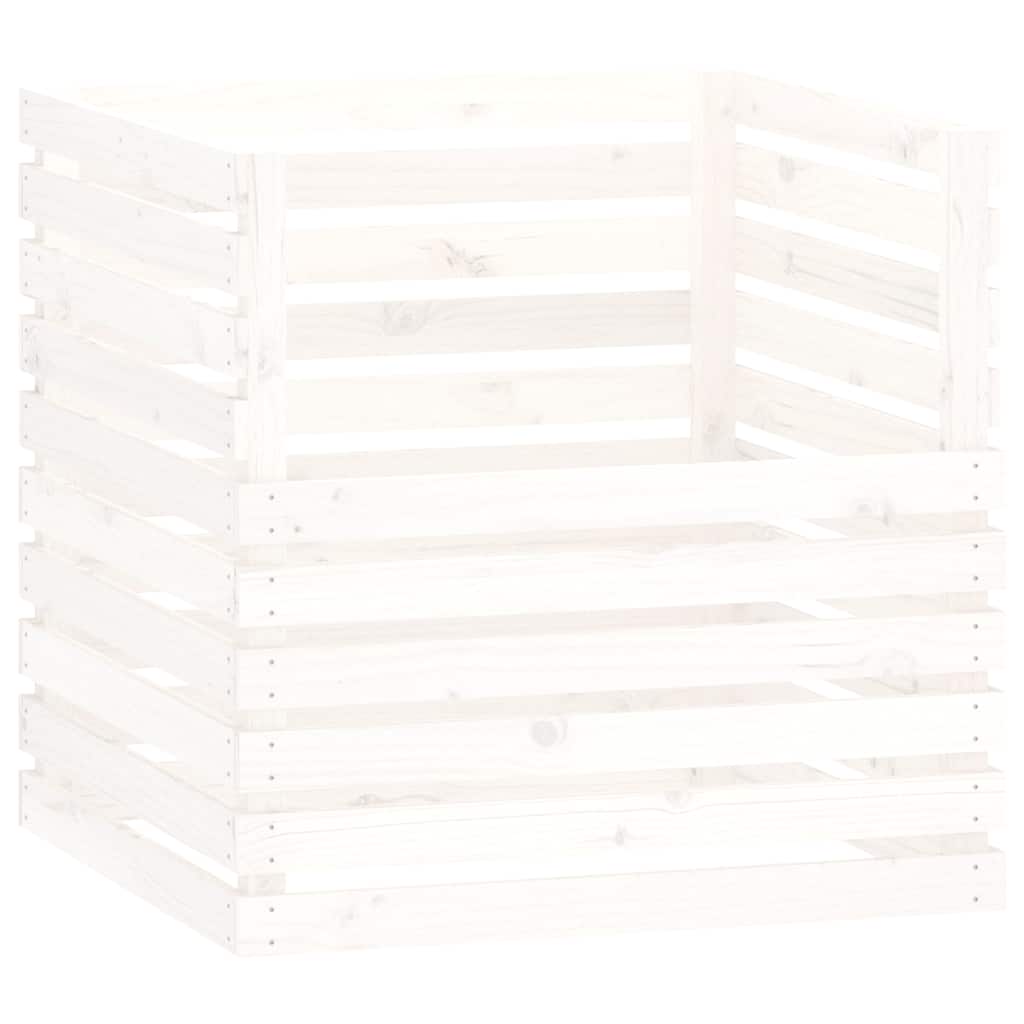 Compostiera Bianca 80x80x78 cm in Legno Massello di Pino